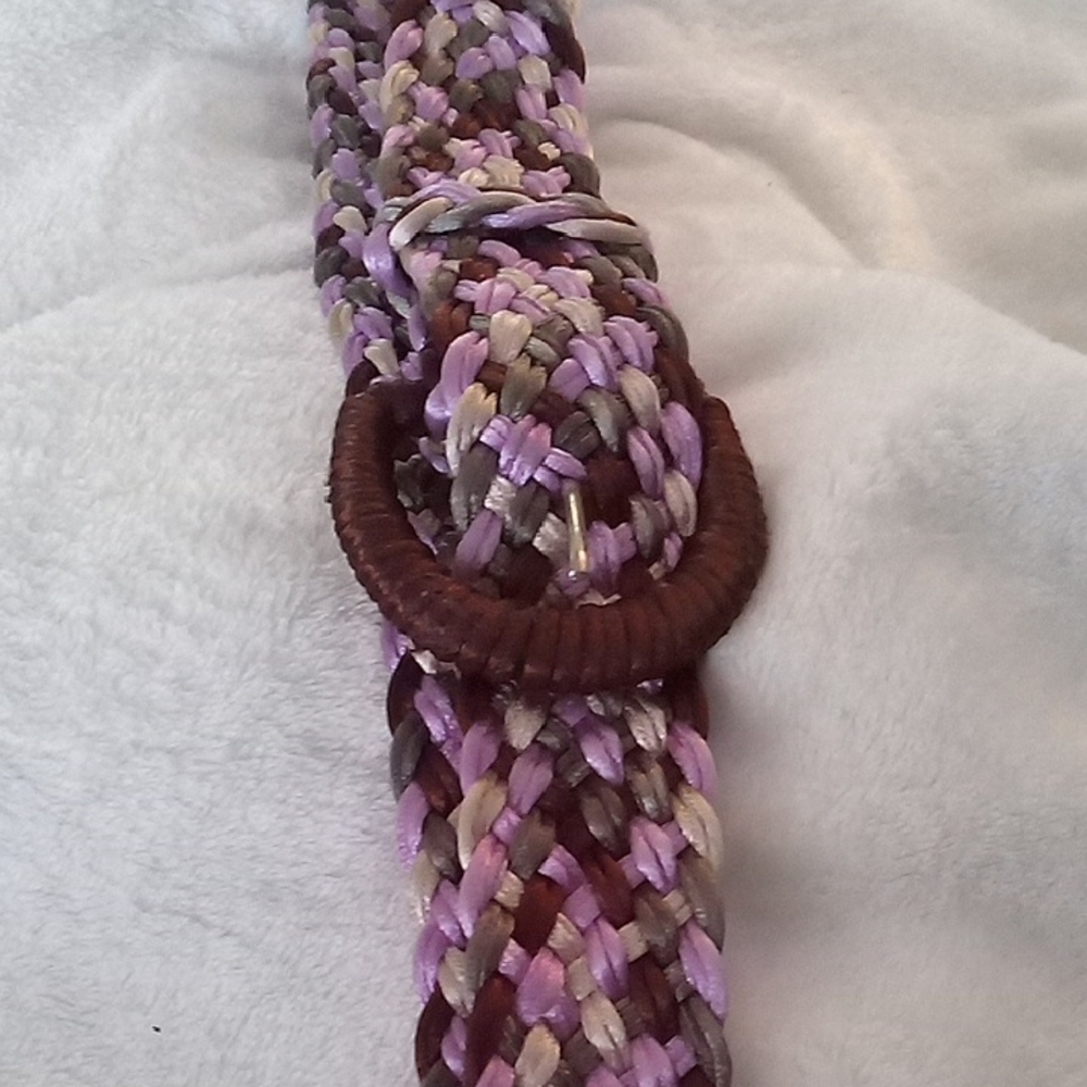 Braided Multicolor Pink and Brown Women's Belt